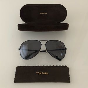 Tom Ford TF35 Charles Aviator Sunglasses Black